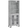 Credenza Grigio Cemento 69,5x34x180 cm in Legno Multistrato