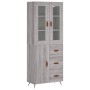 Credenza Grigio Sonoma 69,5x34x180 cm in Legno Multistrato