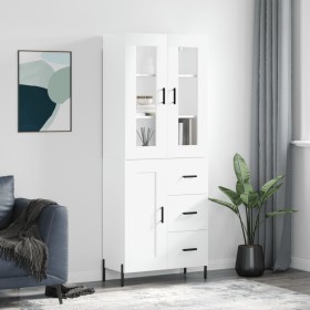 Credenza Bianca 69,5x34x180 cm in Legno Multistrato