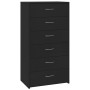 Credenza con 6 Cassetti Nera 50x34x96 cm in Legno Multistrato