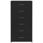 Credenza con 6 Cassetti Nera 50x34x96 cm in Legno Multistrato