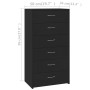 Credenza con 6 Cassetti Nera 50x34x96 cm in Legno Multistrato