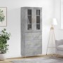 Credenza Grigio Cemento 69,5x34x180 cm in Legno Multistrato