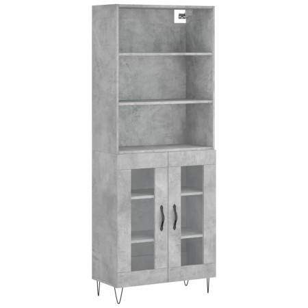 Credenza Grigio Cemento 69,5x34x180 cm in Legno Multistrato