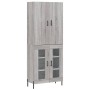 Credenza Grigio Sonoma 69,5x34x180 cm in Legno Multistrato