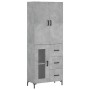 Credenza Grigio Cemento 69,5x34x180 cm in Legno Multistrato