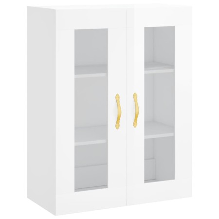 Credenza Bianco Lucido 69,5x34x180 cm in Legno Multistrato