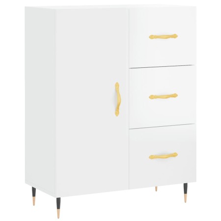 Credenza Bianco Lucido 69,5x34x180 cm in Legno Multistrato