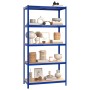 Scaffali a 5 Ripiani 3 pz Blu in Acciaio e Legno Multistrato