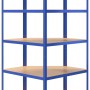Scaffali a 5 Ripiani 3 pz Blu in Acciaio e Legno Multistrato