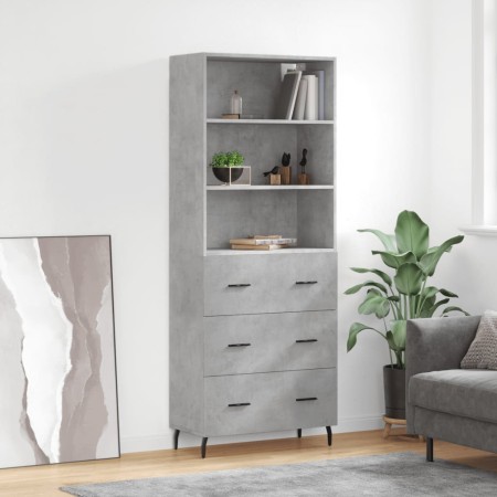 Credenza Grigio Cemento 69,5x34x180 cm in Legno Multistrato