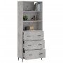 Credenza Grigio Cemento 69,5x34x180 cm in Legno Multistrato