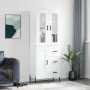 Credenza Bianco Lucido 69,5x34x180 cm in Legno Multistrato