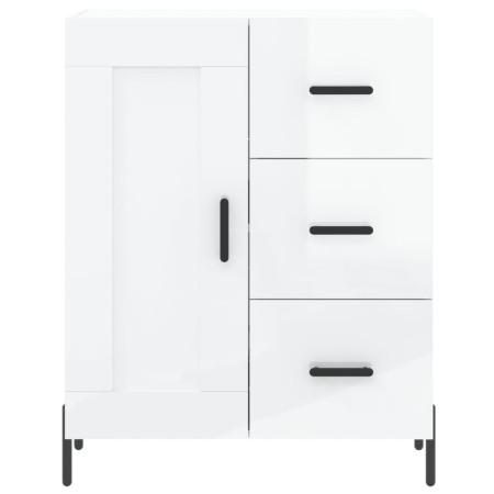 Credenza Bianco Lucido 69,5x34x180 cm in Legno Multistrato