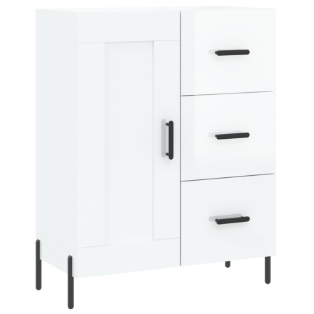 Credenza Bianco Lucido 69,5x34x180 cm in Legno Multistrato