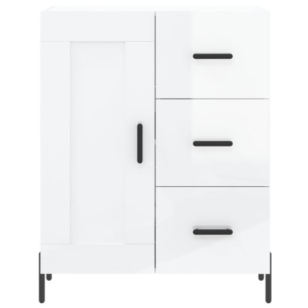 Credenza Bianco Lucido 69,5x34x180 cm in Legno Multistrato