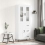 Credenza Bianco Lucido 69,5x34x180 cm in Legno Multistrato