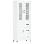 Credenza Bianco Lucido 69,5x34x180 cm in Legno Multistrato