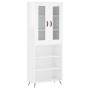 Credenza Bianco Lucido 69,5x34x180 cm in Legno Multistrato