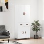 Credenza Bianco Lucido 69,5x34x180 cm in Legno Multistrato