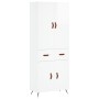 Credenza Bianco Lucido 69,5x34x180 cm in Legno Multistrato