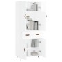 Credenza Bianco Lucido 69,5x34x180 cm in Legno Multistrato