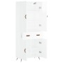 Credenza Bianco Lucido 69,5x34x180 cm in Legno Multistrato