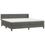 Giroletto a Molle con Materasso Grigio Scuro 200x200 cm Velluto