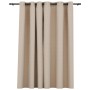 Tenda Oscurante Effetto Lino con Occhielli Beige 290x245 cm