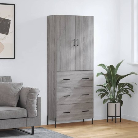 Credenza Grigio Sonoma 69,5x34x180 cm in Legno Multistrato