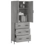 Credenza Grigio Sonoma 69,5x34x180 cm in Legno Multistrato