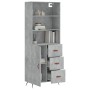 Credenza Grigio Cemento 69,5x34x180 cm in Legno Multistrato