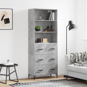 Credenza Grigio Cemento 69,5x34x180 cm in Legno Multistrato