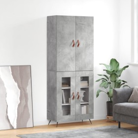 Credenza Grigio Cemento 69,5x34x180 cm in Legno Multistrato