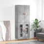 Credenza Grigio Cemento 69,5x34x180 cm in Legno Multistrato