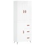 Credenza Bianco Lucido 69,5x34x180 cm in Legno Multistrato