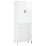 Credenza Bianco Lucido 69,5x34x180 cm in Legno Multistrato