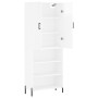 Credenza Bianco Lucido 69,5x34x180 cm in Legno Multistrato