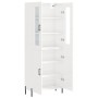 Credenza Bianco Lucido 69,5x34x180 cm in Legno Multistrato
