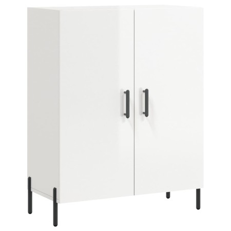 Credenza Bianco Lucido 69,5x34x180 cm in Legno Multistrato