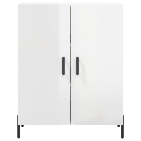 Credenza Bianco Lucido 69,5x34x180 cm in Legno Multistrato