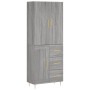 Credenza Grigio Sonoma 69,5x34x180 cm in Legno Multistrato