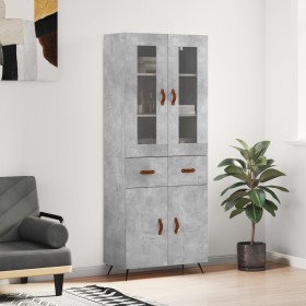 Credenza Grigio Cemento 69,5x34x180 cm in Legno Multistrato