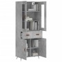 Credenza Grigio Cemento 69,5x34x180 cm in Legno Multistrato