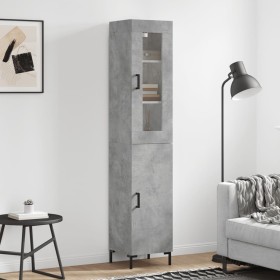 Credenza Grigio Cemento 34,5x34x180 cm in Legno Multistrato