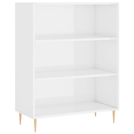 Credenza Bianco Lucido 69,5x34x180 cm in Legno Multistrato