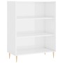 Credenza Bianco Lucido 69,5x34x180 cm in Legno Multistrato