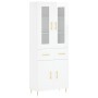 Credenza Bianco Lucido 69,5x34x180 cm in Legno Multistrato