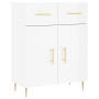 Credenza Bianco Lucido 69,5x34x180 cm in Legno Multistrato