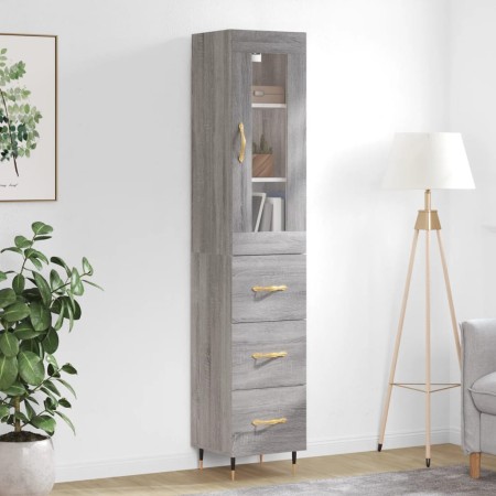 Credenza Grigio Sonoma 34,5x34x180 cm in Legno Multistrato